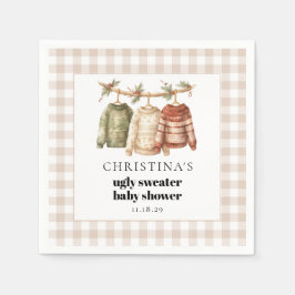 Moderner Winter Ugly Sweater Baby Dusche Cocktail Serviette