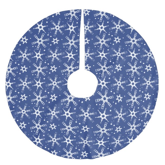 Moderner Winterschneeflocken-Allround-Printsprint Polyester Weihnachtsbaumdecke (Vorderseite)