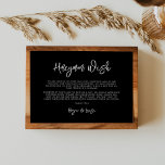 Moderner Wunsch der schwarzen Honeymoon Begleitkarte<br><div class="desc">Eine kühne und trendige Typografie für Ihre Hochzeitsarbeit,  einfach aber elegant mit einem Schwarz-Weiß-Thema. Vollständig anpassbar: Sie können bei Bedarf die Farben des Schriftartes und des Hintergrunds ändern.</div>