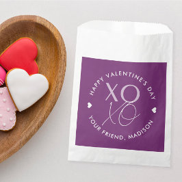 Moderner XOXO Lila Personalisierter Valentinstag Geschenktütchen