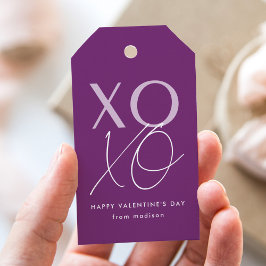 Moderner XOXO Lila Valentinstag Geschenkanhänger