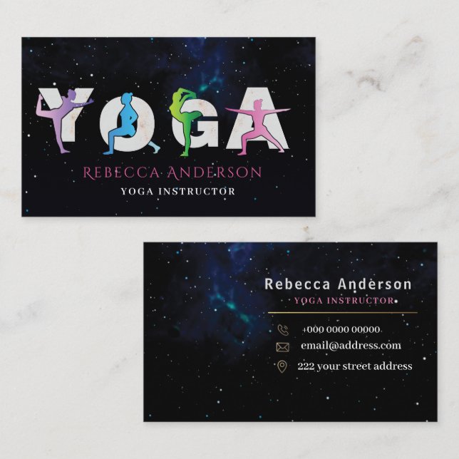 Moderner Yoga Instructor Style | Ganzheitliche Hei Visitenkarte (Vorne/Hinten)