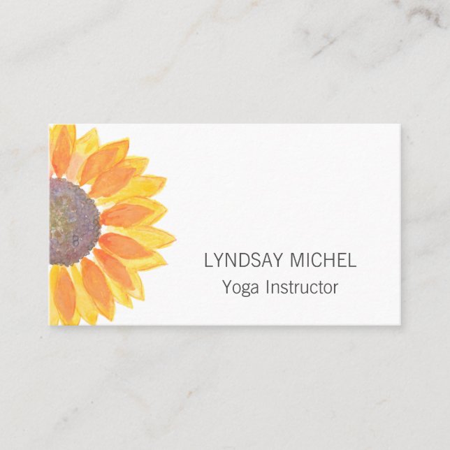 Moderner Yoga-Lehrer für Sonnenblumen Visitenkarte (Vorderseite)