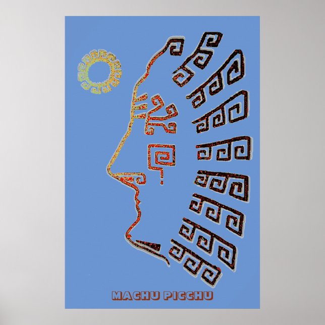 Moderner Zeichn von Machu Picchu Poster (Vorne)
