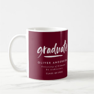 Moderner zeitgenössischer Script-burgundy-Abschlus Kaffeetasse