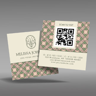 Moderner Zen Yoga Instructor QR Code Quadrat Quadratische Visitenkarte