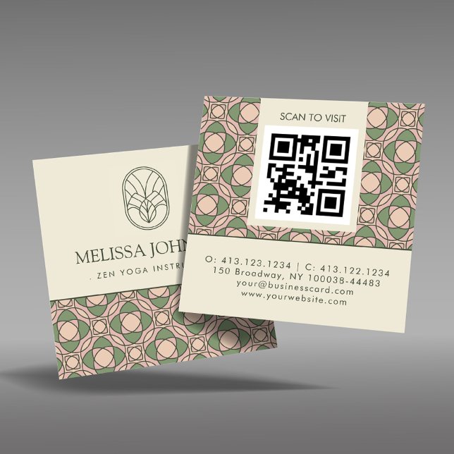 Moderner Zen Yoga Instructor QR Code Quadrat Quadratische Visitenkarte (Von Creator hochgeladen)
