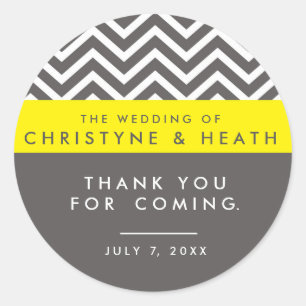 Moderner Zickzack, graue und gelbweiße Aufkleber f