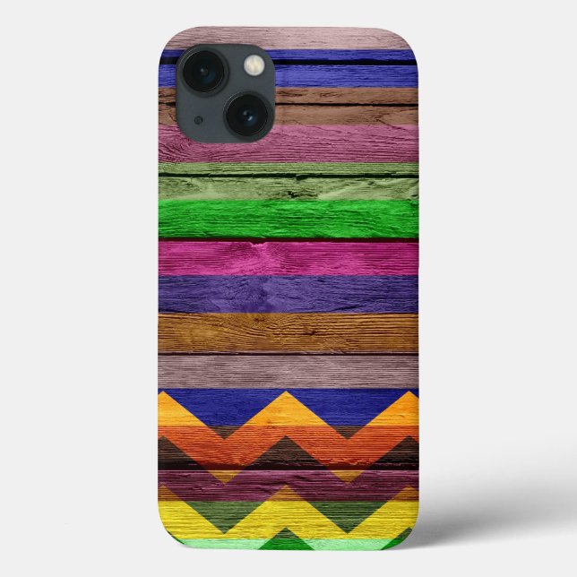 Moderner Zickzack Holzstreifen Case-Mate iPhone Hülle (Rückseite)