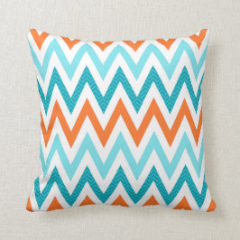 Moderner Zickzack-Zickzack orange Aqua-Blau-Muster Kissen