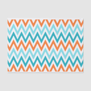 Moderner Zickzack-Zickzack orange Aqua-Blau-Muster Seidenpapier