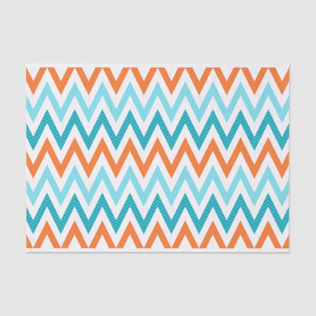 Moderner Zickzack-Zickzack orange Aqua-Blau-Muster Seidenpapier (Vorderseite)