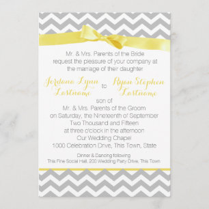 Moderner Zigzag Yellow Bow Einladung