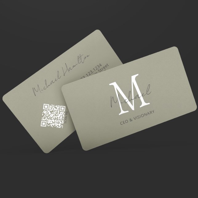 Moderner Zinn-Monogramm-QR-Code Visitenkarte (Von Creator hochgeladen)