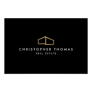 Moderner Zuhause Realtor Schwarz/Gold-Logo-Downloa Poster