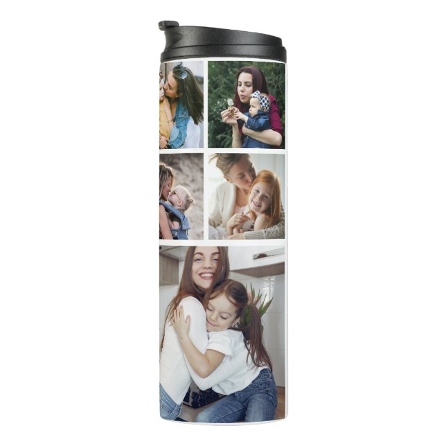 Modernes 10-Foto Collage Geschenk für Mama Thermosbecher (Nach rechts gedreht)