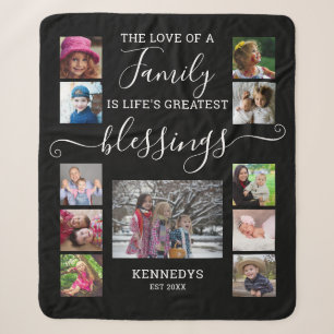 Modernes 11-Foto Collage Family Liebe Zitat Schwar Sherpadecke