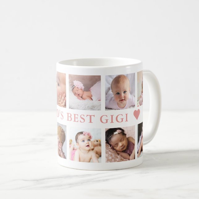 Modernes 12-Foto Collage Pink World's Best Gigi Kaffeetasse (VorderseiteRechts)