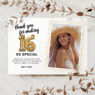 Modernes 16. Geburtstags-Foto Dankeskarte