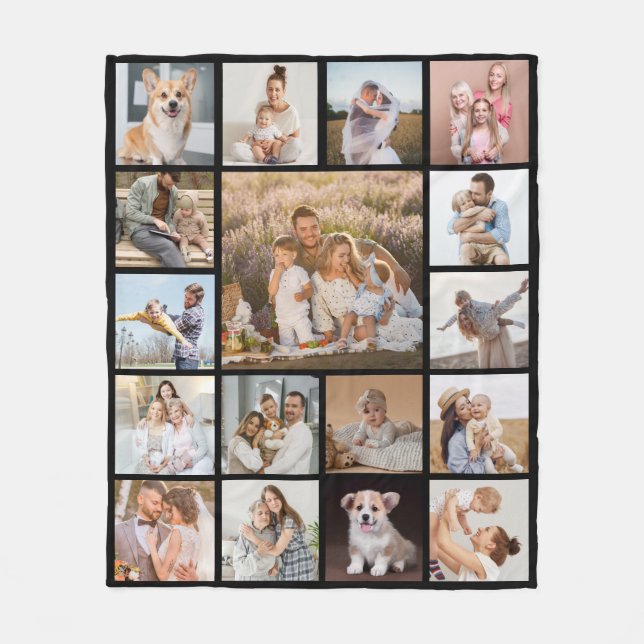 Modernes 17-Foto Collage Fleece Blanket (Vorderseite)