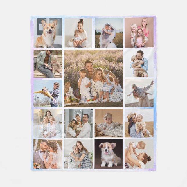 Modernes 17-Foto Collage, sanftes Fleece Blanket (Vorderseite)