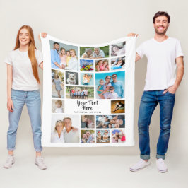 Modernes 19-Foto Collage Personalisiert Fleecedecke