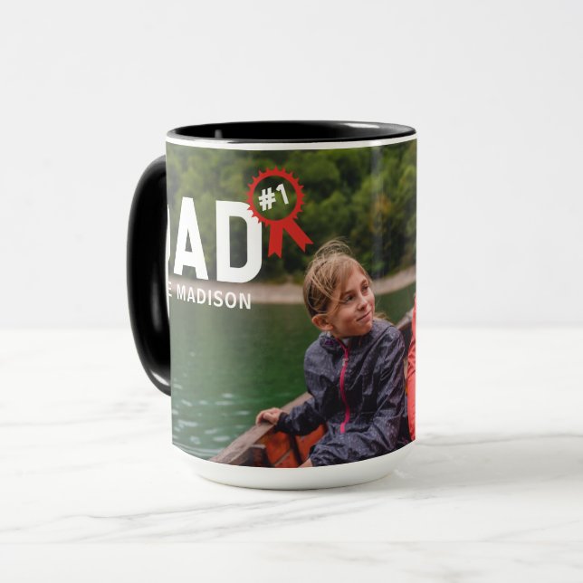 Modernes #1 Vater Foto Personalisiert Name Vathage Tasse (Vorderseite Links)
