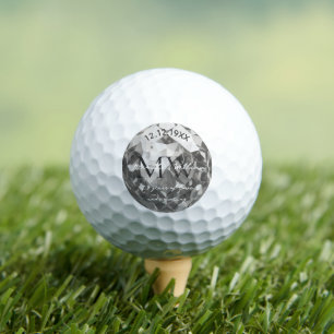 Modernes 25. Monogramm Silberhochzeit Golfball