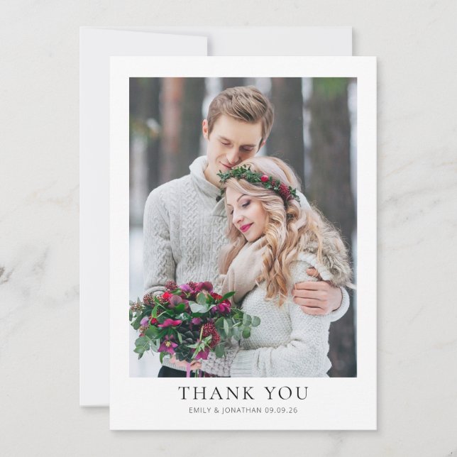 Modernes 2 Foto Neuvermählte Hochzeit Vielen Dank Karte (Vorderseite)
