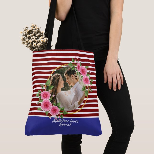 Modernes 2 Foto | Red & Blue Happy Valentines Gift Tasche (Von Nahem)