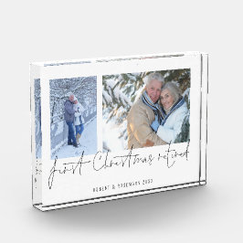 Modernes 2-Foto-Skriptname Erstes Weihnachtsfest Fotoblock