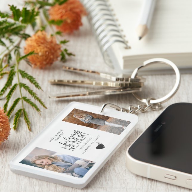 Modernes 2-Foto-Tribut Schlüsselanhänger (Vorderseite rechts)