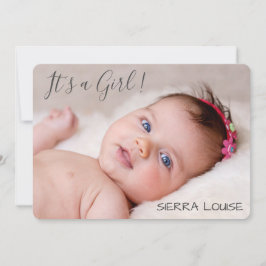 Modernes 3-Foto Baby Girl Hand Letter Schriftart G Ankündigung