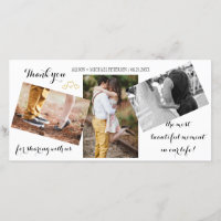 Modernes 3-Foto Collage Hochzeitsskript vielen Dan