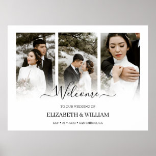 Modernes 3 Foto Collage Wedding Willkommenszeichen Poster