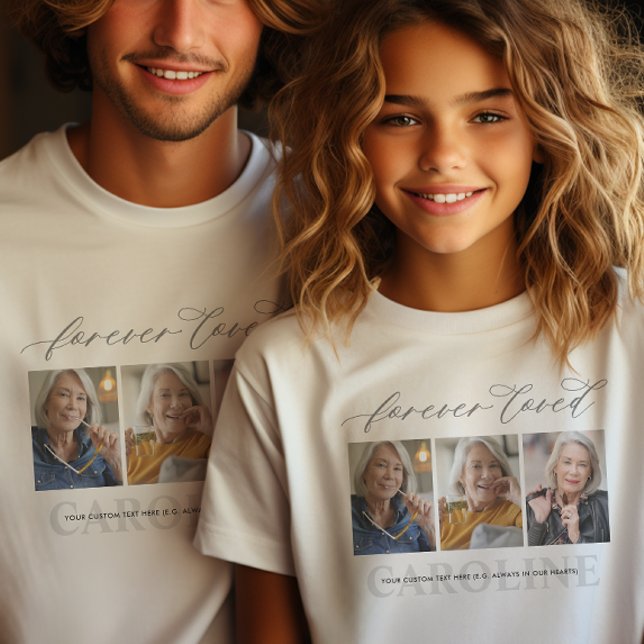Modernes 3-Foto-Fest Loved Beerdigung/Memorial T-Shirt (Von Creator hochgeladen)