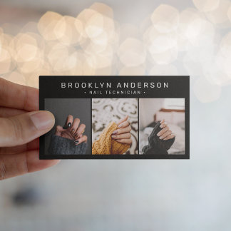 Modernes 3 Foto Nail Artist Tech Visitenkarte