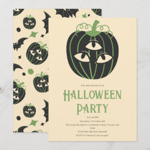 Modernes 3-Mit Augen Pumpkin-Halloween-Party Einladung