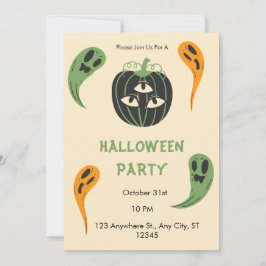 Modernes 3-Mit Augen Pumpkin-Halloween-Party Einladung