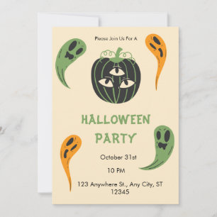 Modernes 3-Mit Augen Pumpkin-Halloween-Party Einladung