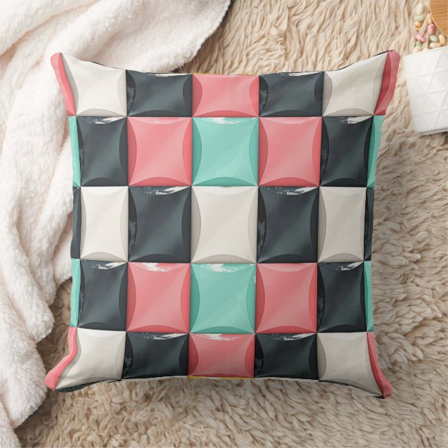 Modernes 3D-Muster aus gedrehtem Tile in Pastel &  Kissen (Decke)