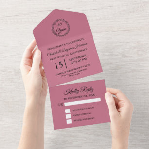 Modernes 40-jähriges Ruby Wedding Jubiläum All In One Einladung
