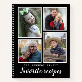 Modernes 4-Foto Collage Familienrezepte Kochbuch Notizbuch