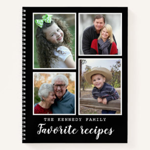 Modernes 4-Foto Collage Familienrezepte Kochbuch Notizbuch