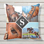 Modernes 4 Foto Collage Monogram Pet Rover Kissen<br><div class="desc">Feiern Sie Ihre Lieblings-Erinnerungen mit einem Monogram Horse Collage Kissen. Wenn Sie so viele lustige Erinnerungen und Fotos haben, reicht ein Foto nicht aus. Unser Custom Horse Lover Kissen hat 4 Fotos und ein Zentrum mit Monogramm, um zu personalisieren. Dieses personalisierte 4-Foto-Kissen eignet sich ideal für Familien, Großeltern, Kinder, Begleiter-Foto-Geschenke...</div>