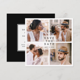 Modernes 4-Foto Collage Wedding Square Save The Date