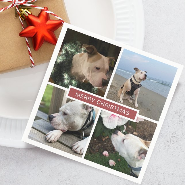 Modernes 4-Foto-Gitterpapier Serviette (Modern 4 Photos Grid Paper Napkins)