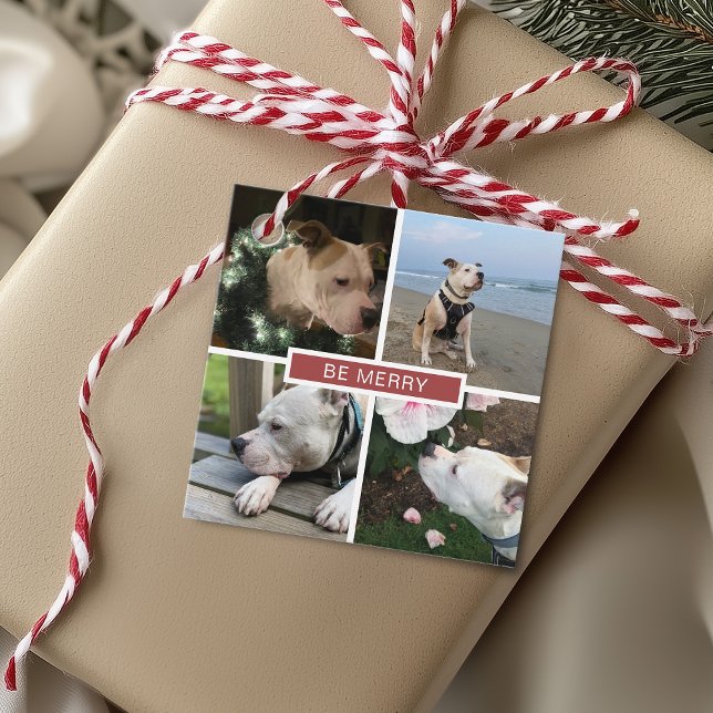 Modernes 4-Foto-Grid Geschenkanhänger (Modern 4 Photos Grid Favor Tags)