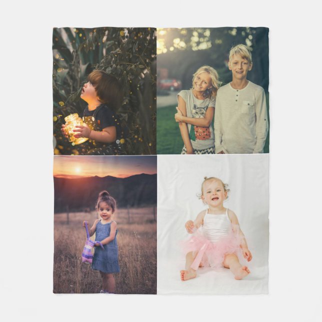 Modernes 4-Fotomaterial Personalisiert Fleecedecke (Vorderseite)