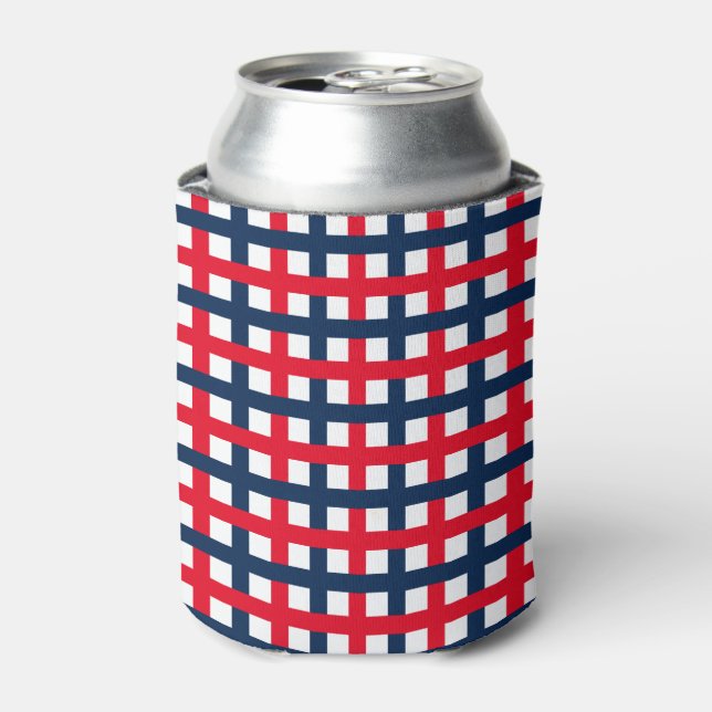 Modernes 4. Juli rot-weißes patriotisches Gitter Dosenkühler (Kanne Vorderseite)